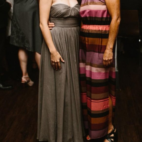 J. Crew Marbella Long Dress Gray 0 Petite - Silk Chiffon - Picture 2 of 6